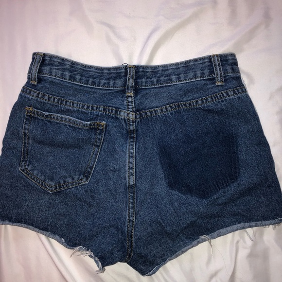 SOLD Nasty Gal blue denim shorts with white stripes on the sides. - Picture 2 of 4